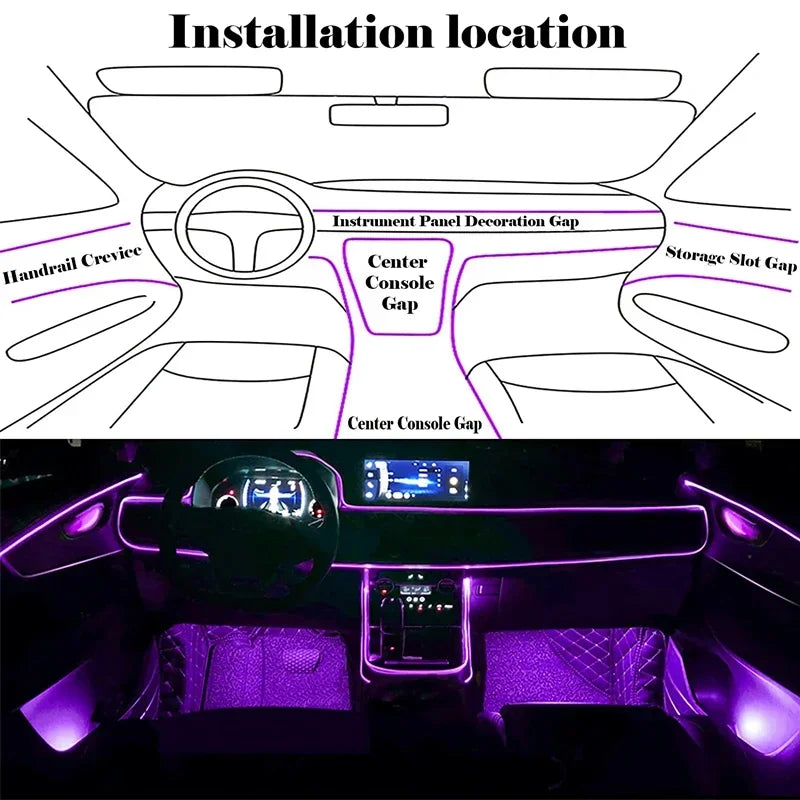 Neon Glow Car Interior Lights